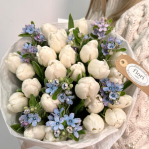 Bouquet of white tulips